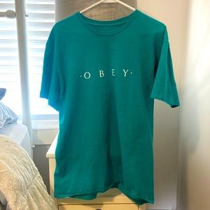 Mens Large Turquoise Obey T-shirt, rarely worn